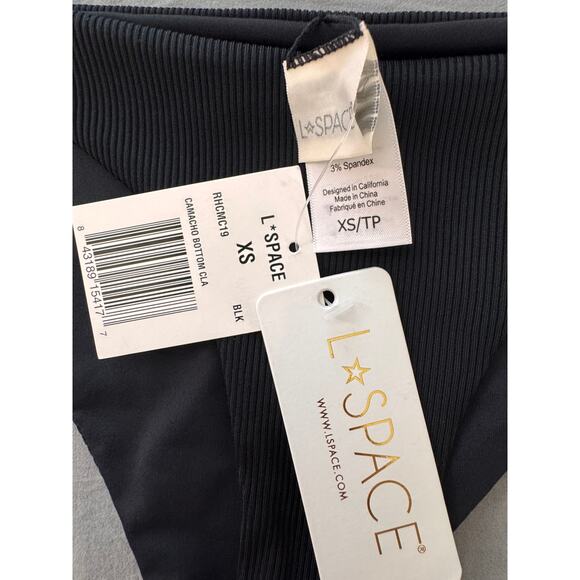 New L*SPACE Women's Black Ribbed Camacho Bikini Bottom Size XS - Picture 5 of 6